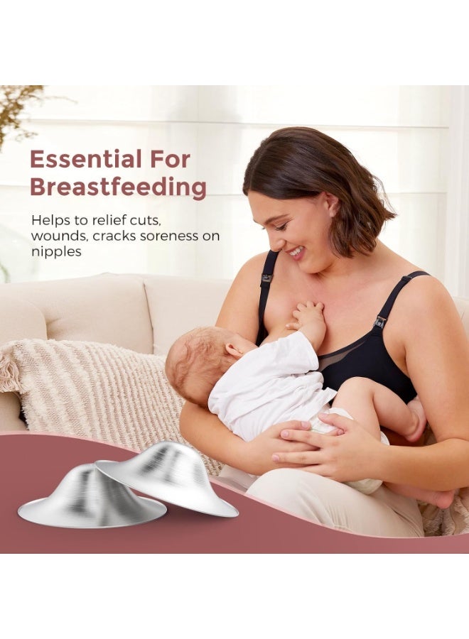 Momcozy أكواب رضاعة فضة 999، تصميم بدون ثقوب، دروع حلمة فضة 999، أساسيات الرضاعة الطبيعية، دروع حلمة فضة للمواليد الجدد، دروع حلمة معدنية - Image 3