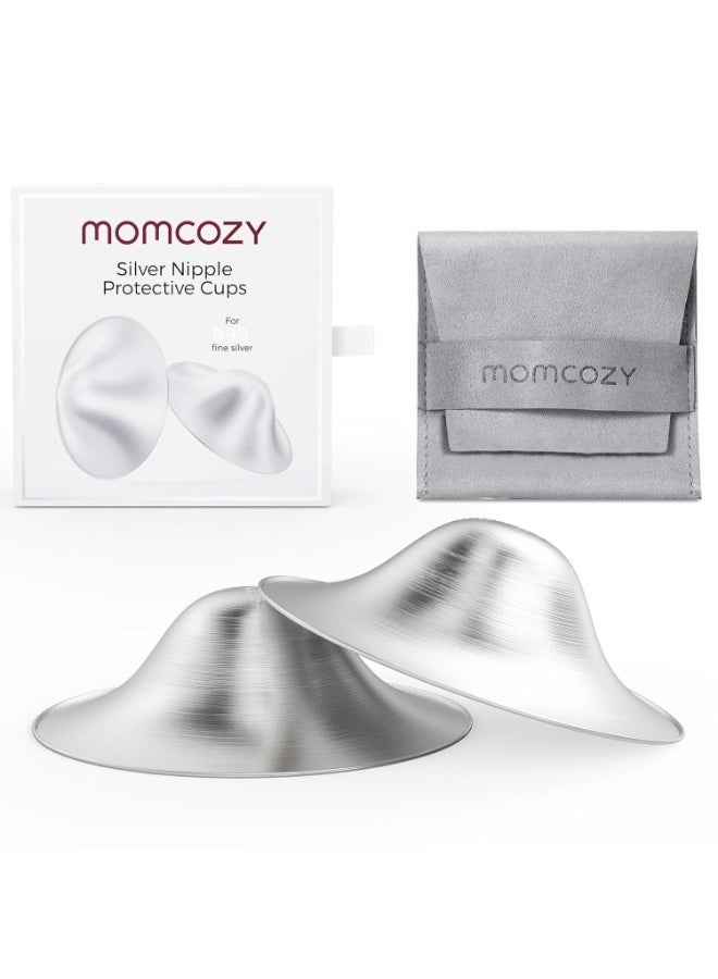 Momcozy أكواب رضاعة فضة 999، تصميم بدون ثقوب، دروع حلمة فضة 999، أساسيات الرضاعة الطبيعية، دروع حلمة فضة للمواليد الجدد، دروع حلمة معدنية - Image 1