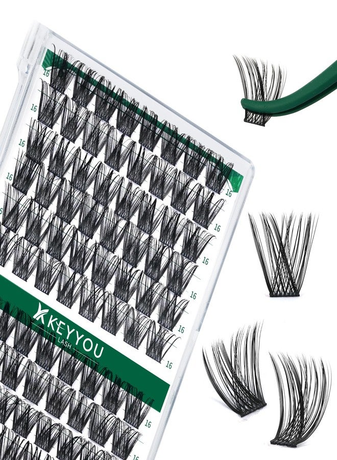 KEYYOU Lash Clusters 96pcs Individual Lashes Y01 D Curl 16mm Cluster Lashes KEYYOU Volume Wispy Lash Extension Soft&Comfortable Easy DIY at Home(Y01,D-16mm) - Image 1