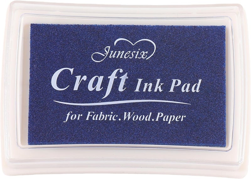 Craft Stamp Ink Pad for Paper Wood Fabric 15 Colors Available for Rubber Stamps (Dark Blue)