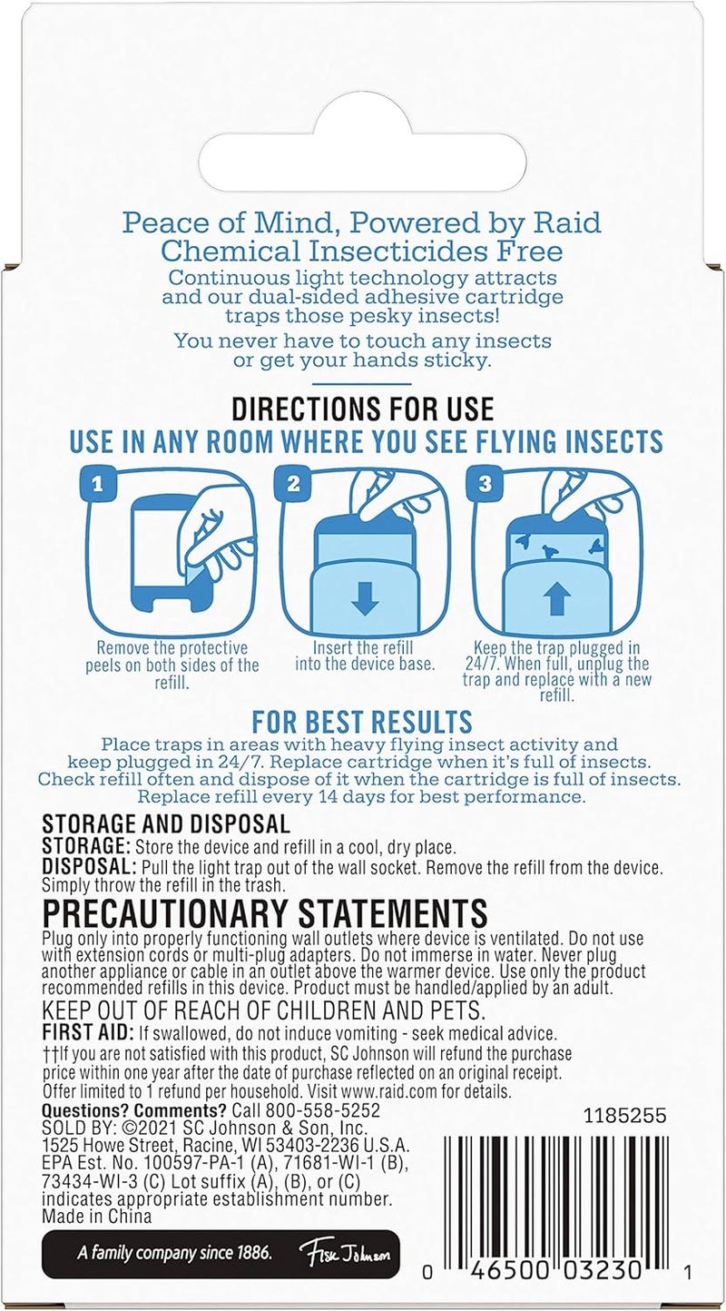 RAID Essentials Flying Insect Light Trap Refills, 2 Cartridges - Image 3