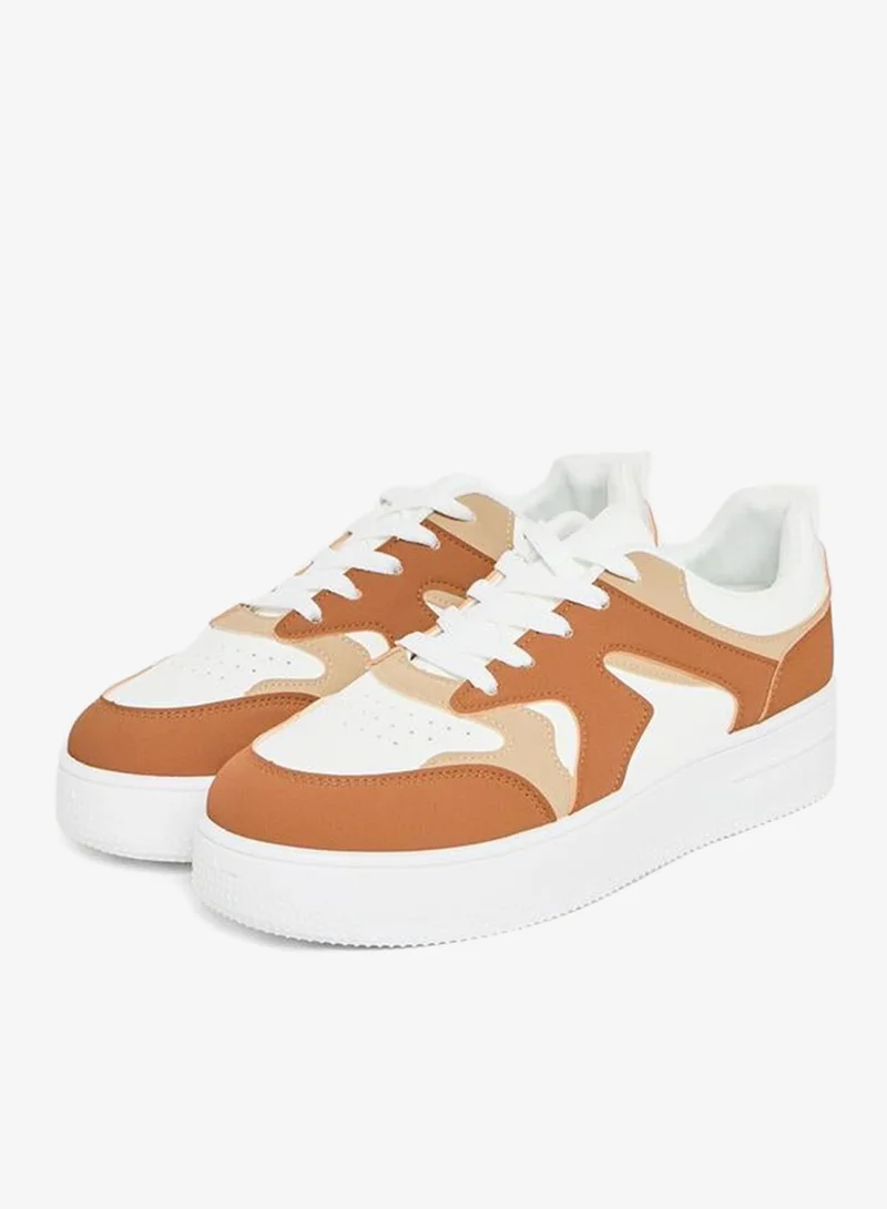 Styli Active Color Block Lace Up Platform Sole Sneakers