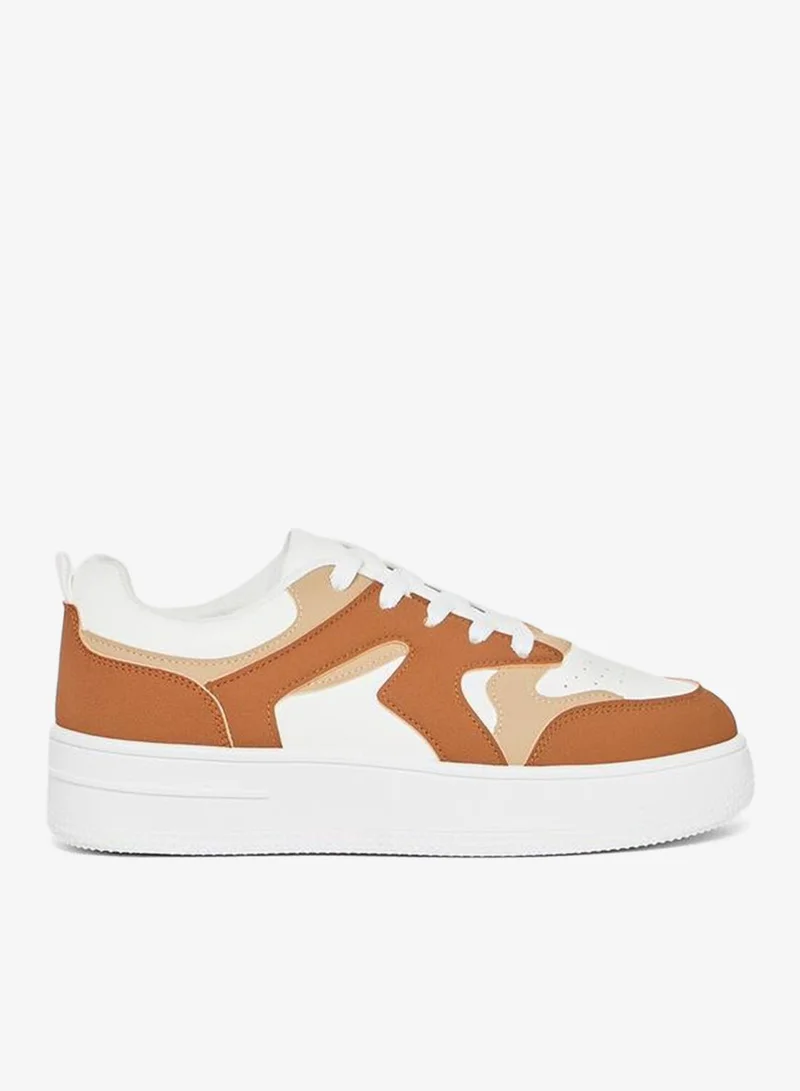 Styli Active Color Block Lace Up Platform Sole Sneakers