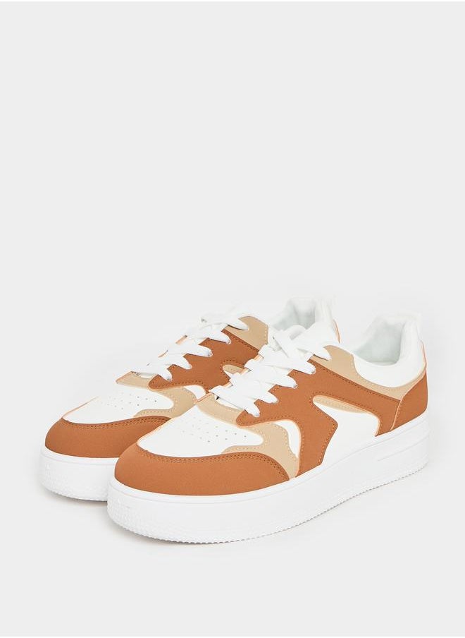 Styli Color Block Lace Up Platform Sole Sneakers  - Image 2