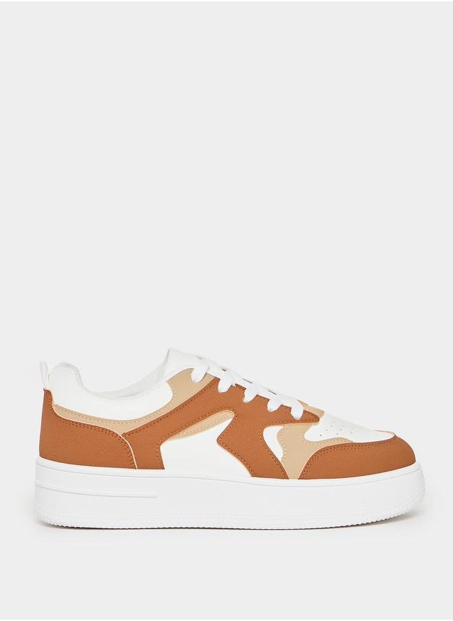 Styli Color Block Lace Up Platform Sole Sneakers  - Image 1
