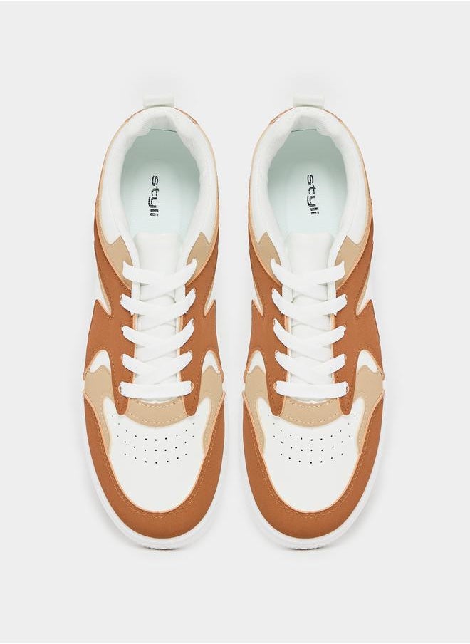 Styli Color Block Lace Up Platform Sole Sneakers  - Image 5