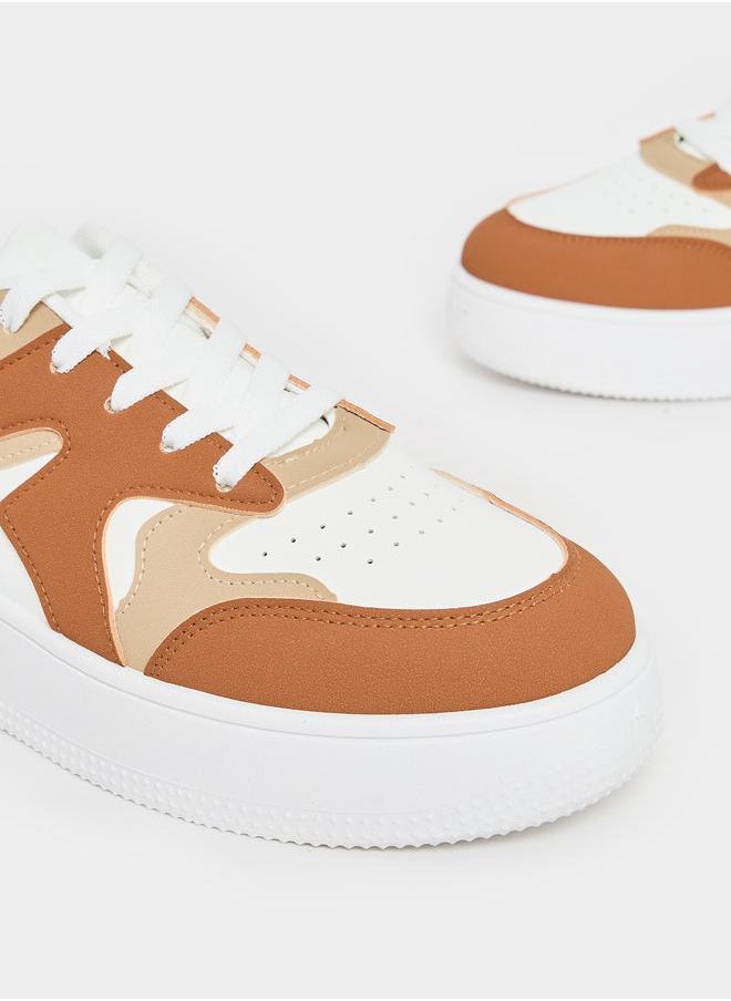 Styli Color Block Lace Up Platform Sole Sneakers  - Image 3