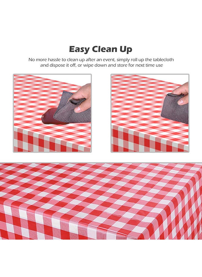 WALALLA - Pack of 4 Picnic Tablecloth Red and White Checkered Tablecloth Disposable Party Tablecloth 137X274CM - Image 1