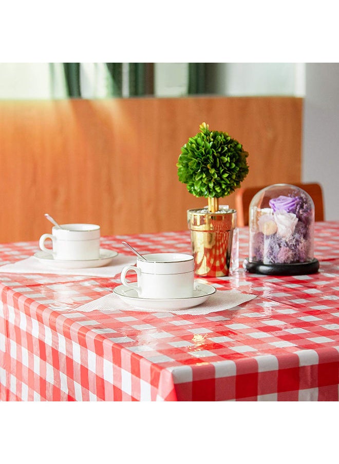 WALALLA - Pack of 4 Picnic Tablecloth Red and White Checkered Tablecloth Disposable Party Tablecloth 137X274CM - Image 1