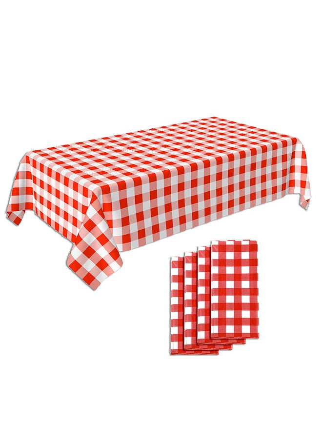 WALALLA - Pack of 4 Picnic Tablecloth Red and White Checkered Tablecloth Disposable Party Tablecloth 137X274CM - Image 1