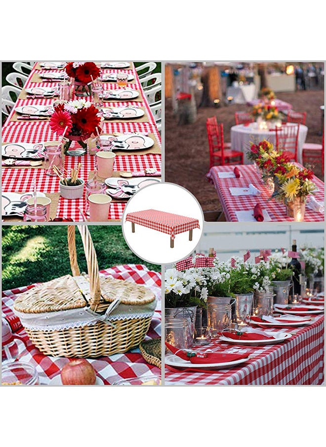 WALALLA - Pack of 4 Picnic Tablecloth Red and White Checkered Tablecloth Disposable Party Tablecloth 137X274CM - Image 1