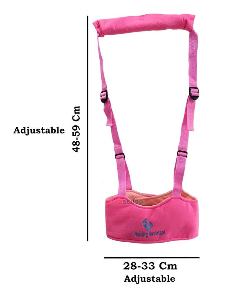 PSEUDO Baby Walker-Hand held Kids Walker Harness-Breathable Adjustable Detachable Protective Belt-Safe Standing & Walk Tool-Help Baby Keep Balance Walk for 07 to 24 Month Old (Pink) - Image 4