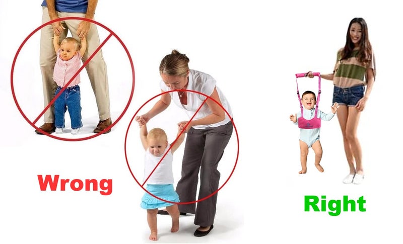 PSEUDO Baby Walker-Hand held Kids Walker Harness-Breathable Adjustable Detachable Protective Belt-Safe Standing & Walk Tool-Help Baby Keep Balance Walk for 07 to 24 Month Old (Pink) - Image 1