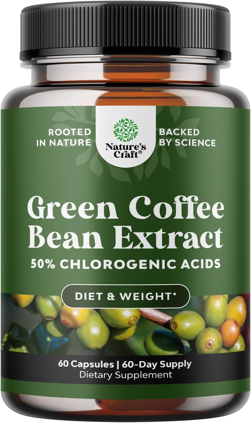 Natures Craft Pure Green Coffee Bean Extract  Super Energizing Green Coffee Extract with 50 Chlorogenic Acid for Antioxidant Heart Health Mental Focus and Size Reduction  Natural Energy Supplement for Adults - Image 1