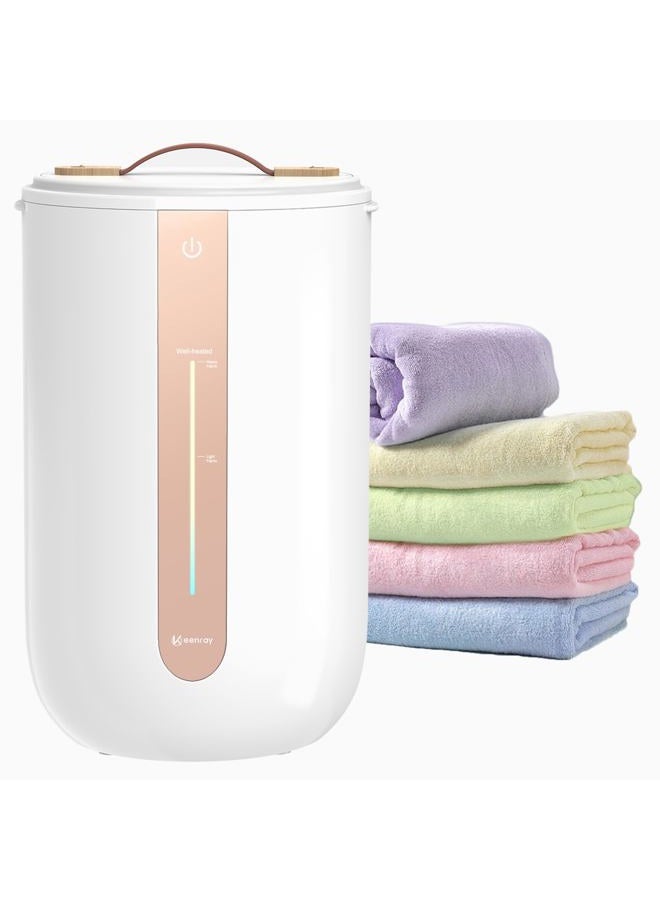 Keenray Towel Warmer for Bathroom, Towel Warmer Bucket with Heating Progress Bar, Fragrance Disc Holder, Leather Handle, Auto Shut-Off Towel Bucket Fits Up to Two 40" x 70" Towels, Bathrobe, Blankets - Image 1
