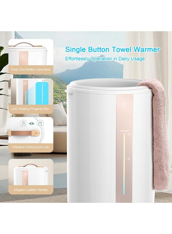 Keenray Towel Warmer for Bathroom, Towel Warmer Bucket with Heating Progress Bar, Fragrance Disc Holder, Leather Handle, Auto Shut-Off Towel Bucket Fits Up to Two 40" x 70" Towels, Bathrobe, Blankets - Image 2