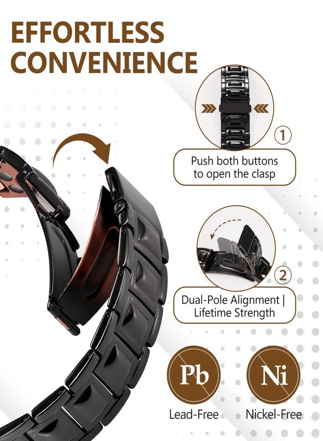 Feraco Copper Bracelet for Men 3X Strength,Magnetic Therapy Bracelet Copper Jewelry with Powerful 3800 Gauss Magnets,Cooper Bracelet for Man Black - Image 4