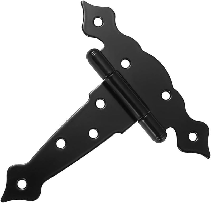 Healeved Heavy Duty Black T Strap Shed Door Hinges, Decorative Barn Entrance T Hinge for Outdoor Garden Fence, 5-inch Metal Door Hardware for Yard and Shed Doors - Image 1