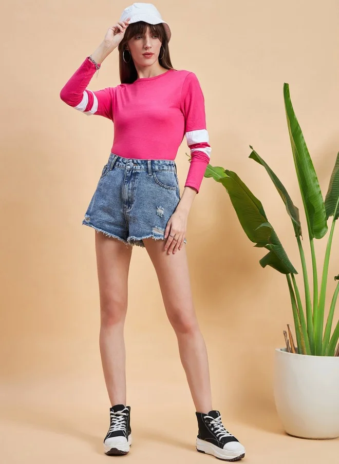 MINT STREET Fuchsia Long Sleeve T-Shirt for Women