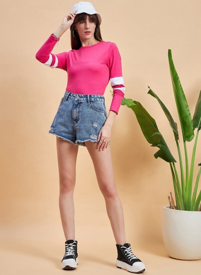MINT STREET تي شيرت بأكمام طويلة فوشيا للنساء - Image 5
