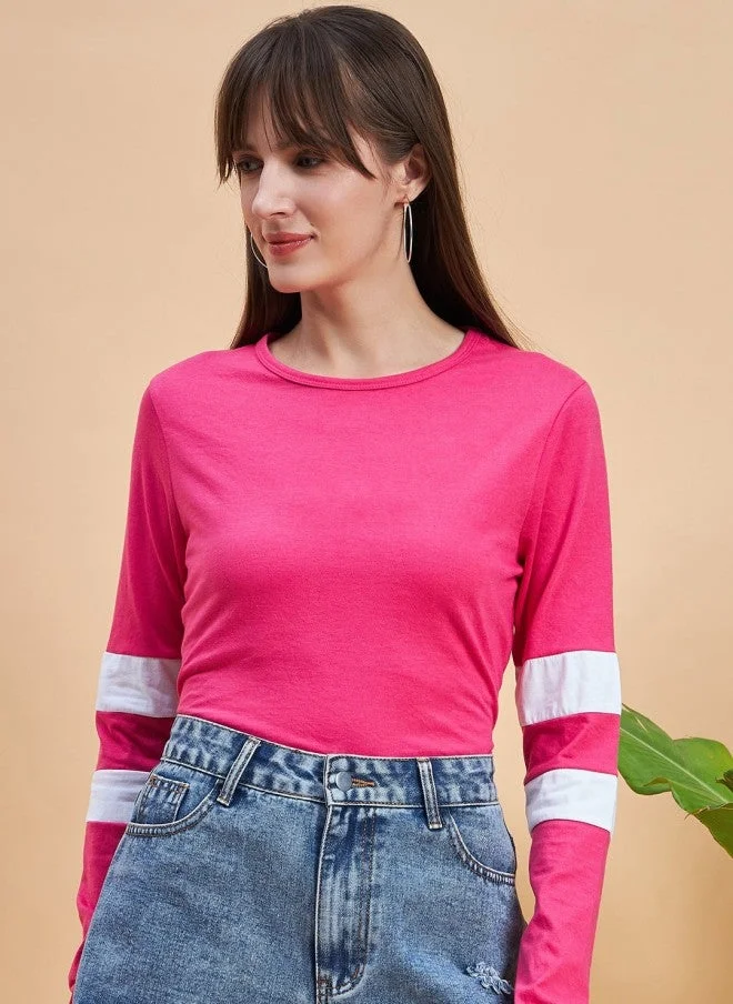 MINT STREET Fuchsia Long Sleeve T-Shirt for Women
