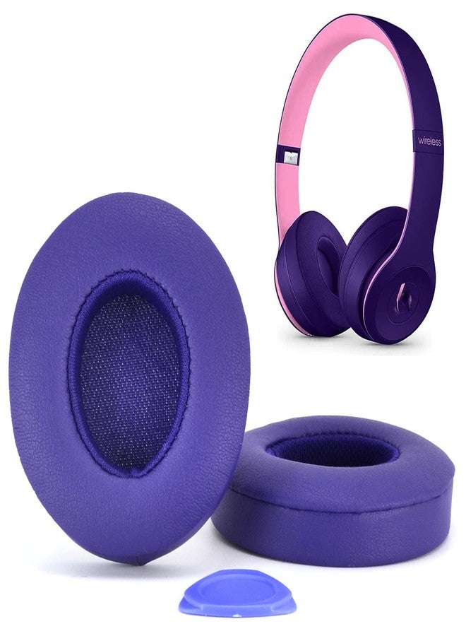 defean Solo3 Solo2 Earpads Replacement Ear Cushion Ear Pads for Solo 3.0 Wireless, Solo 2.0 Wireless On-Ear Headphone,3M Stronger Adhesive, Softer Leather, Noise Isolation Foam (Pop Purple) - Image 1