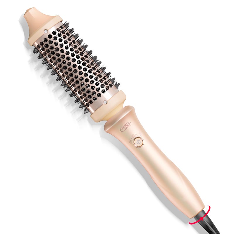 TYMO Thermal Brush Curling Brush - STYLUX 1.7 Inch Blowout Volumizer with Flexi-Fit for Hair Straightening, Heated Round Styler Tool, Hair Straightener and Curler 2 in 1, Dual Voltage, Pink - Image 1