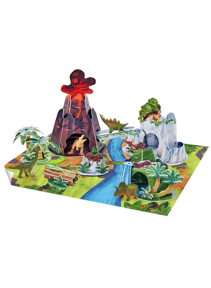 National Geographic Kids 3D Puzzle Dino Mountain Playset 54-Pieces with 6 Dinosaur Figures & Playmat | No-Glue or Scissors Needed! | Building Kit | Puzzle for Kids | Challenging Puzzle | Arts & Crafts | Perfect for Stress Reliever and Puzzle Lovers - Image 2