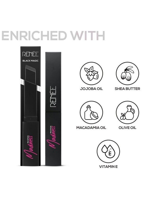 Renee - Madness Ph Lipstick 3Gm| Black Lipstick With Pink Payoff; Long Lasting Nourishment Enriched With Vitamin E & Jojoba Oil; Vegan & Paraben Free - Image 1