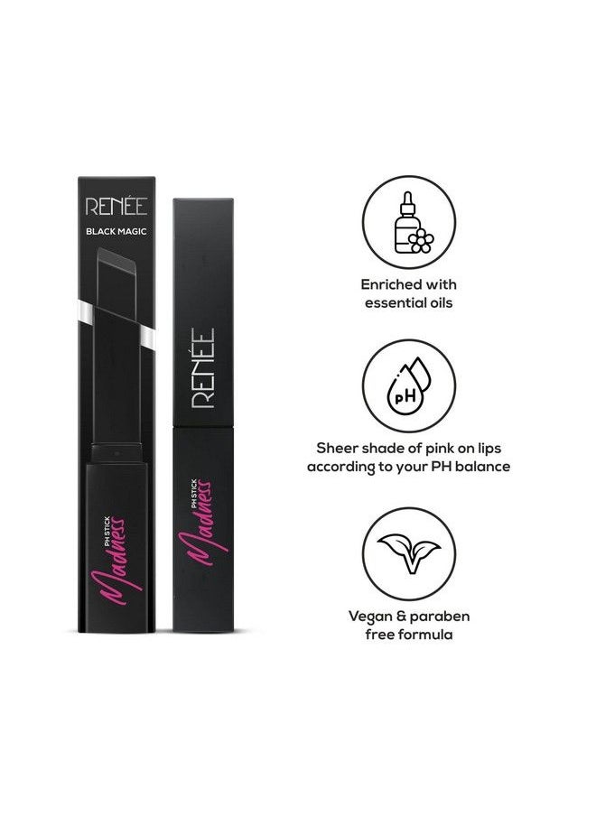 Renee - Madness Ph Lipstick 3Gm| Black Lipstick With Pink Payoff; Long Lasting Nourishment Enriched With Vitamin E & Jojoba Oil; Vegan & Paraben Free - Image 1