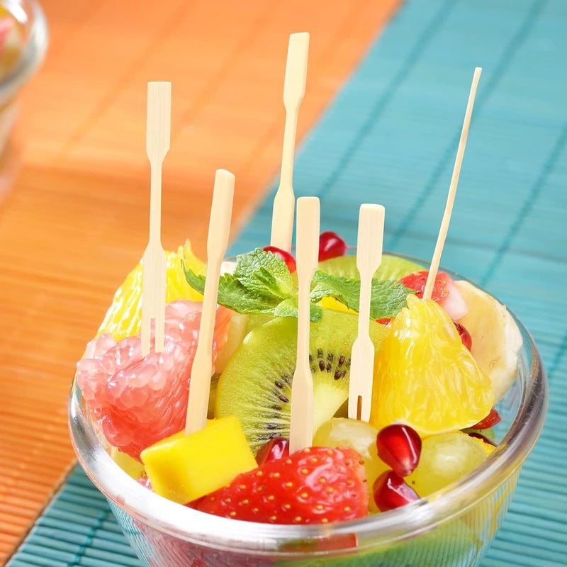Mini Bamboo Forks 3.5 Inches, Small Forks Dessert, Cocktail Forks, Double Prong Toothpicks for Appetizer, Disposable Wooden/Wood Food Picks for Charcuterie Board Accessories. 110 P - Image 2