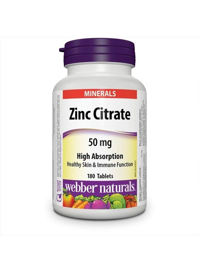 Webber naturals Zinc Citrate 50 mg, 180 Tablets  - Image 1