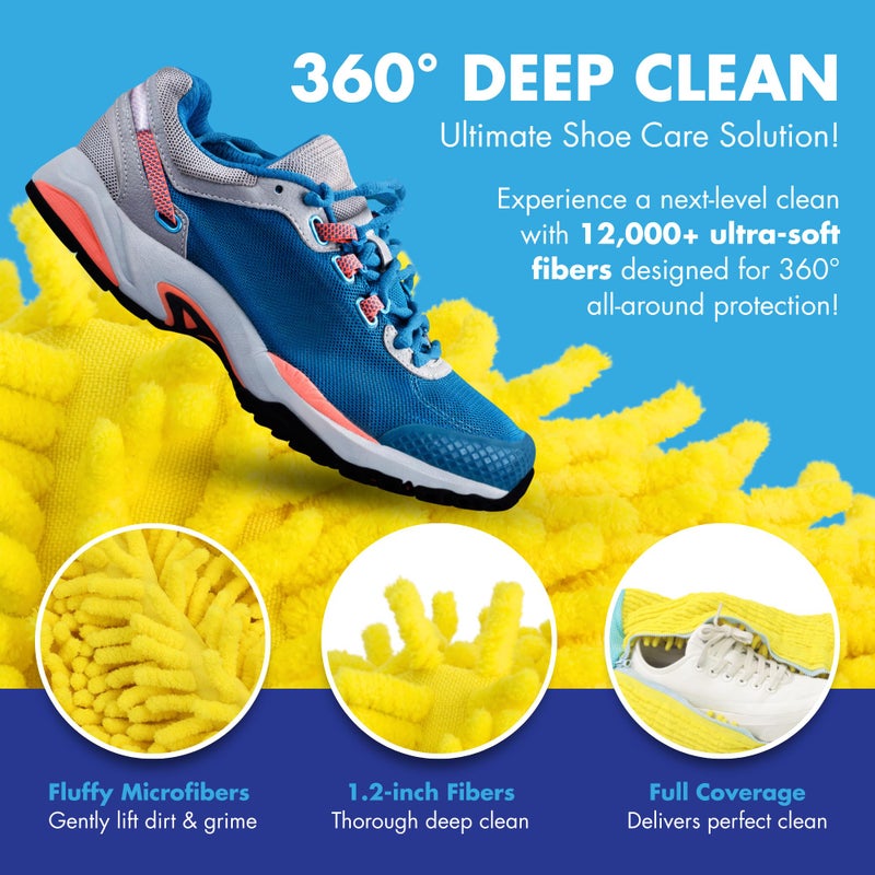 FirstSpin XXL 2 Pcs Shoe Washing Machine Bag - 360° Deep Clean with Adjustable Shoe Trees & Cleaning Brush, Reusable Laundry Bag for Washer and Dryer with Durable Zipper - Sneaker Cleaner Bag (Yellow) - Image 3