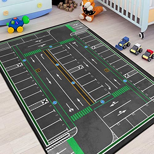 Engree Kids Rug, City Road Traffic System Playmat Rugs - 5x7 Ft Kids Carpet with Rubber Backing,Street Play Mat Great for Playing with Cars for Bedroom Playroom - Non-Slip Have Fun Safe Nursery Rug - Image 2