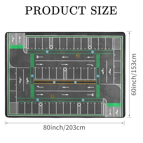 Engree Kids Rug, City Road Traffic System Playmat Rugs - 5x7 Ft Kids Carpet with Rubber Backing,Street Play Mat Great for Playing with Cars for Bedroom Playroom - Non-Slip Have Fun Safe Nursery Rug - Image 3