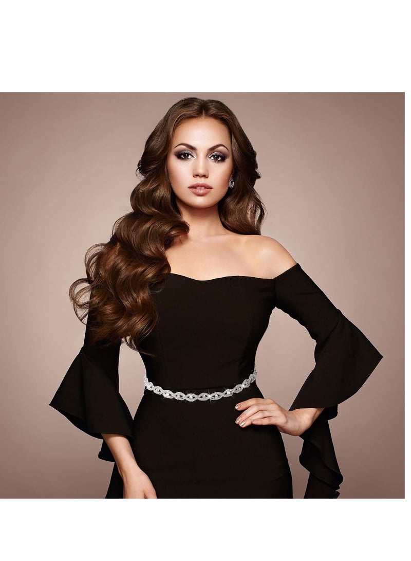 SYOSI Crystal Rhinestone Close Chain Trim 3 Yards DIY Crystal Rhinestone Chain for Sewing Craft DIY Wedding Jewelry Decoration (White Rhinestone with Silver Base) - Image 3