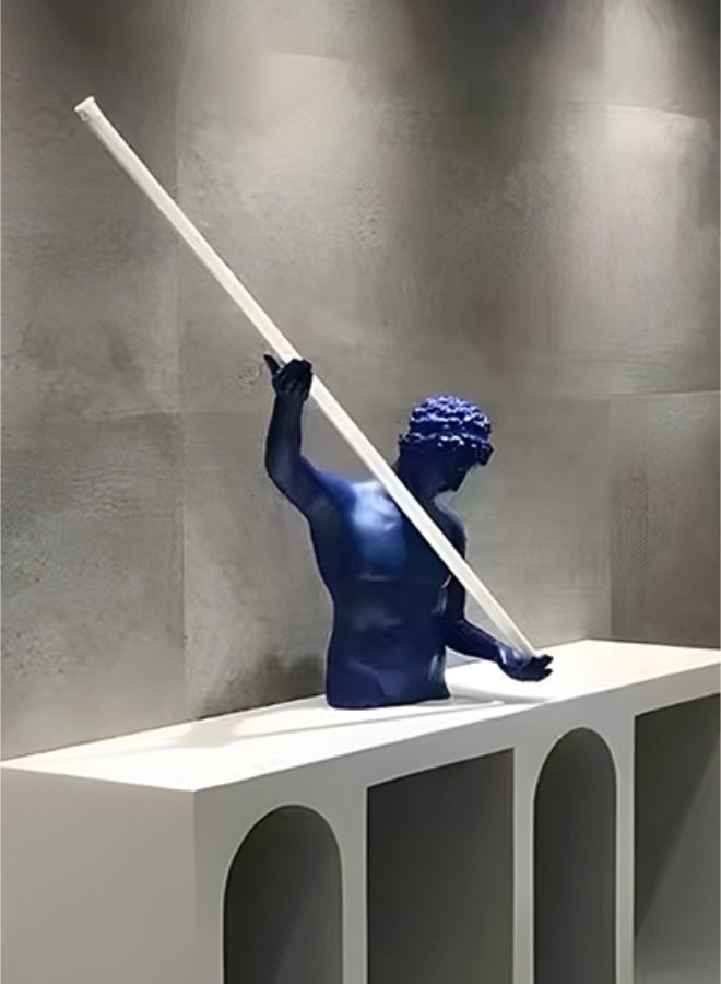 Artistic Sculpture LED Lamp - Blue Resin Classical-Inspired Light Fixture for Luxury Home & Commercial Decor, Functional Art Piece with Warm Glow - Image 4