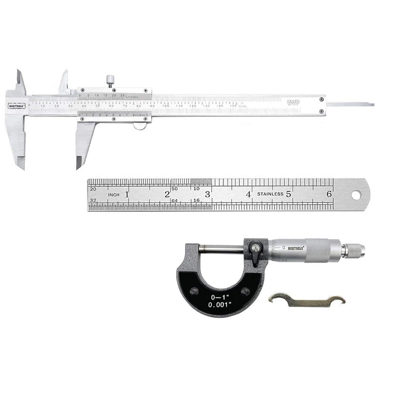 NORTOOLS Vernier Caliper Metal with Micrometer and Ruler for Precision Measurements Outside/Inside/Depth/Step - Image 1
