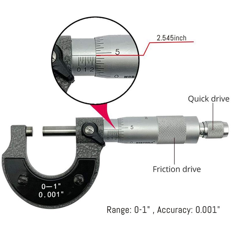 NORTOOLS Vernier Caliper Metal with Micrometer and Ruler for Precision Measurements Outside/Inside/Depth/Step - Image 4