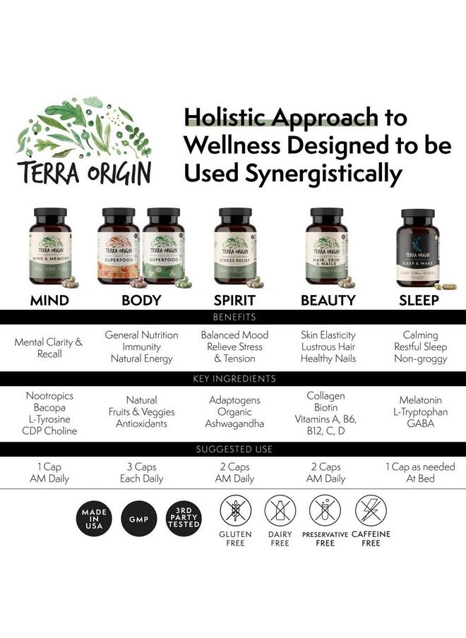 Terra Origin - Healthy Hair Skin & Nails Vitamins ; 60 Veggie Capsules ; Gluten Free ; Non Gmo ; Made In The Usa ; 5000 Mcg Biotin ; 200 Mg Collagen ; Vitamin A C D B6 And B12 - Image 1
