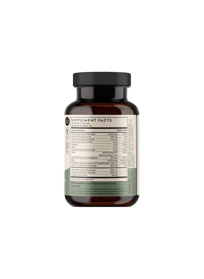 Terra Origin - Healthy Hair Skin & Nails Vitamins ; 60 Veggie Capsules ; Gluten Free ; Non Gmo ; Made In The Usa ; 5000 Mcg Biotin ; 200 Mg Collagen ; Vitamin A C D B6 And B12 - Image 1