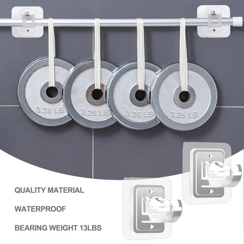 Codoule 2PCS No Drill Curtain Rod Brackets No Drilling Self Adhesive Curtain Rod Holder Hooks Nail Free Adjustable Curtain Rod Hooks Curtain Hangers Bathroom Kitchen Home Bathroom Hotel (Transparent) - Image 5