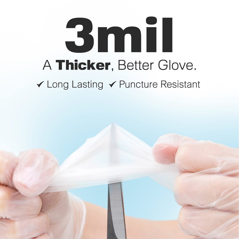 Raxwell 3 Mil Vinyl Disposable Gloves - Food Safe Gloves for Food Prep & Cleaning - Latex & Powder Free - Large, Clear, Pack of 100 - Image 2