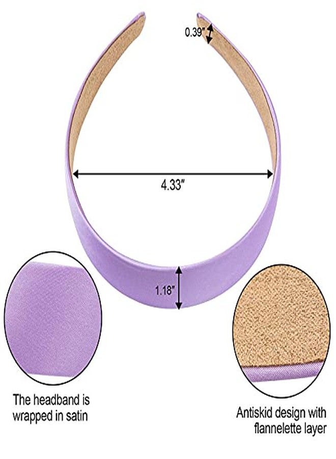 FAMEZA6 Pieces Satin Headband Hard Headbands Wide Anti-slip Ribbon Hair Bands for Women Girls with 1 pouch bag, 1.2 Inch, 6 Colors With Matte Finish - Image 2