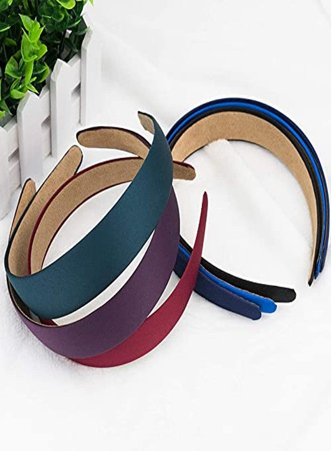 FAMEZA6 Pieces Satin Headband Hard Headbands Wide Anti-slip Ribbon Hair Bands for Women Girls with 1 pouch bag, 1.2 Inch, 6 Colors With Matte Finish - Image 4