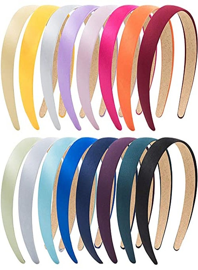 FAMEZA6 Pieces Satin Headband Hard Headbands Wide Anti-slip Ribbon Hair Bands for Women Girls with 1 pouch bag, 1.2 Inch, 6 Colors With Matte Finish - Image 1