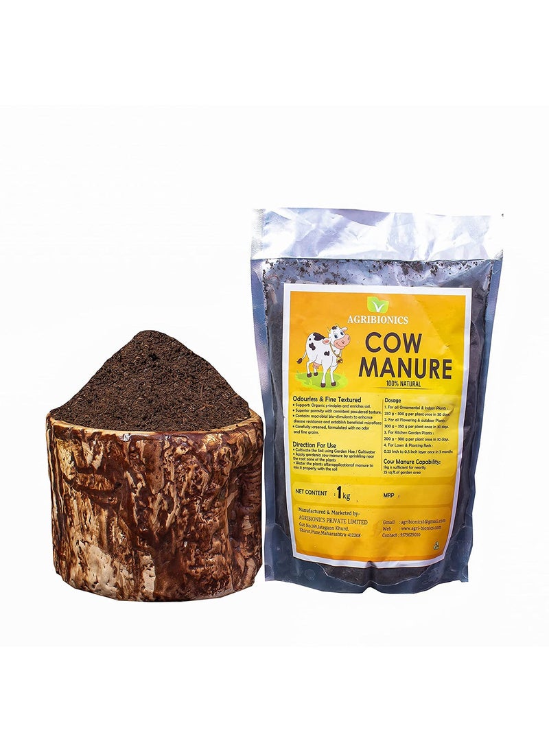 AGRIBIONICS AGRIBIONICS Organic Cow Manure Fertilizer for Home Garden Plants 1 Kg  - Image 2