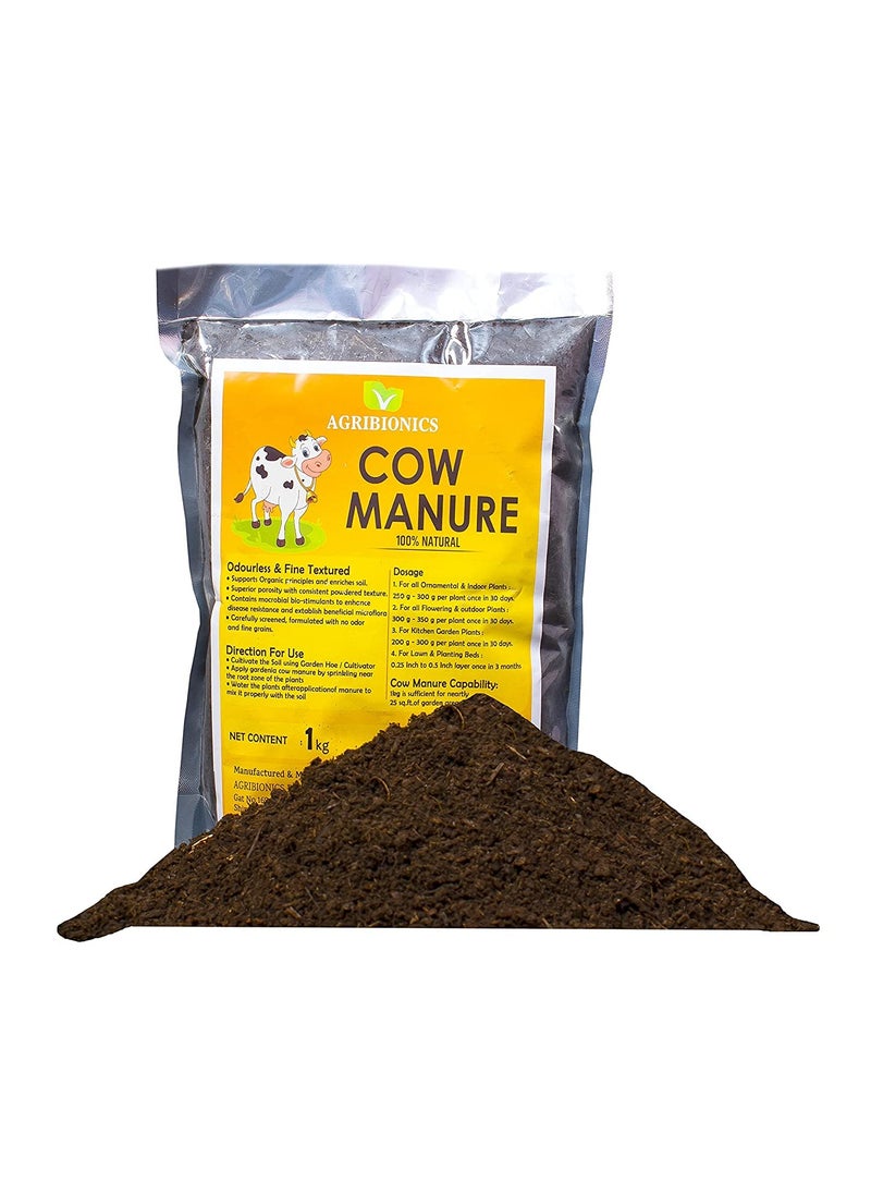 AGRIBIONICS AGRIBIONICS Organic Cow Manure Fertilizer for Home Garden Plants 1 Kg  - Image 1