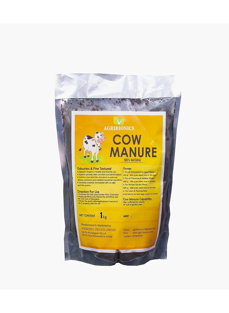 AGRIBIONICS AGRIBIONICS Organic Cow Manure Fertilizer for Home Garden Plants 1 Kg  - Image 3