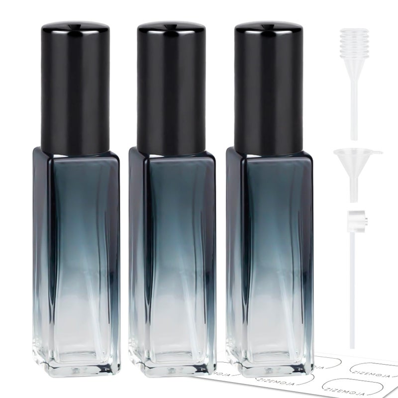 ZIZEMOJA Perfume Refill Bottle  Mini Leak-Proof Portable Perfume Travel Refillable Dispenser  3Pcs 10Ml Empty Atomizer Sprayer  Pocket Glass Bottle With Funnel And Pipette For Cologne (Gradientblue Black) - Image 1